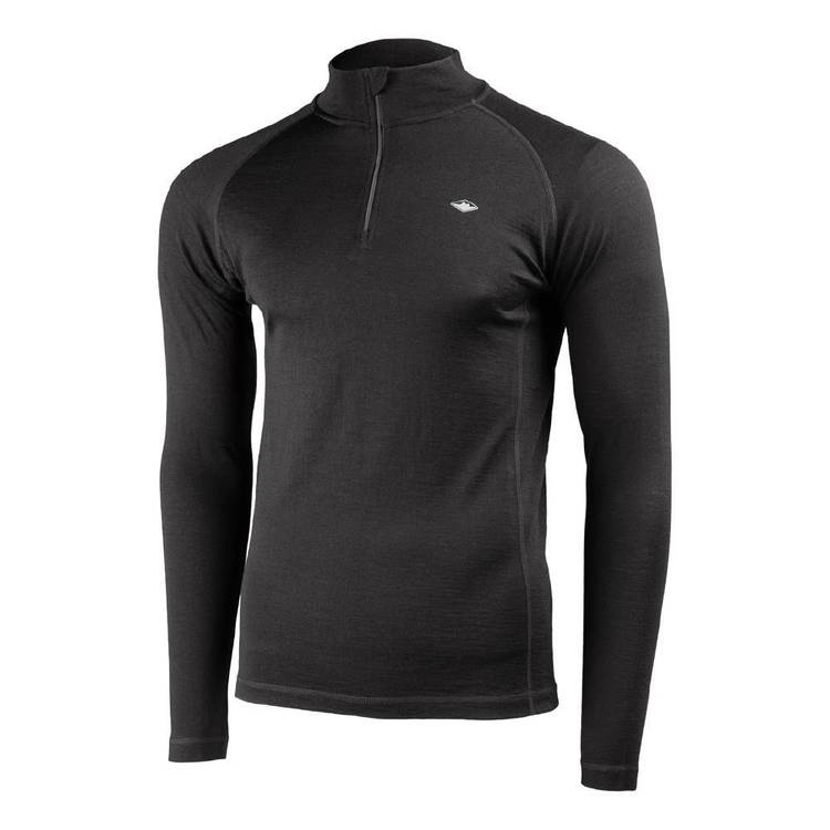 Mountain Designs Men's Merino Long sleeve Quarter Zip Top Black