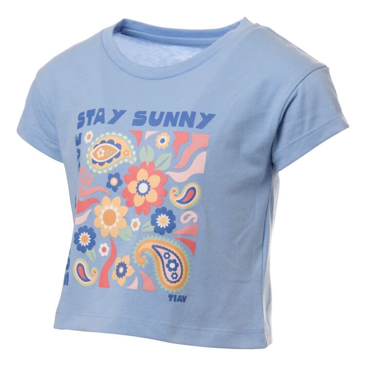 Trip In A Van Kids Summer Crop Tee Cornflower