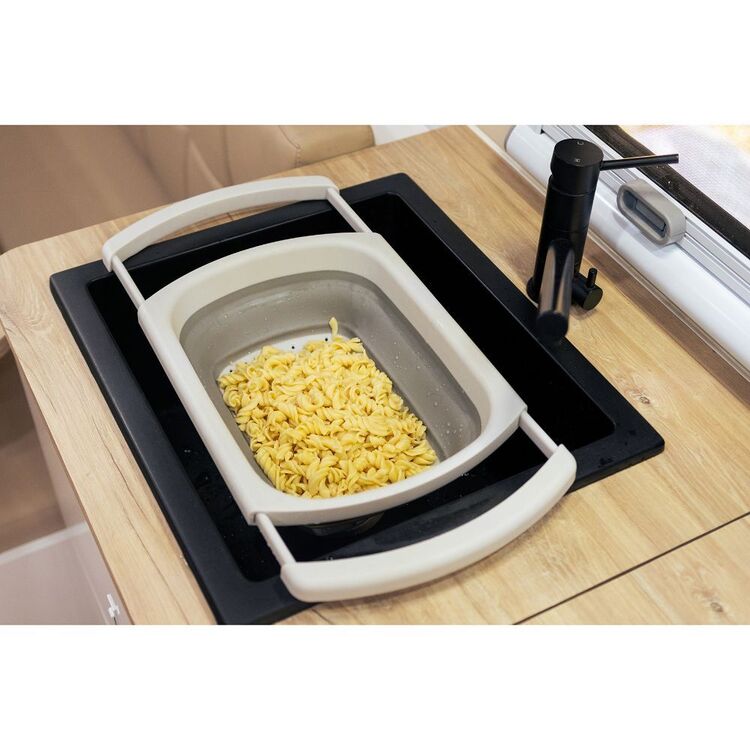 Pop Up Essentials Adjustable Colander Beige & Grey