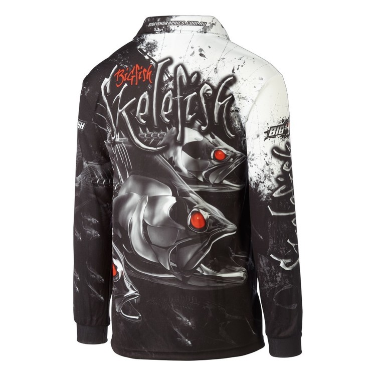 Bigfish Skelefish Sublimated Polo Shirt Black
