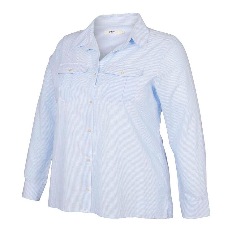Cape Women's Ariana Long Sleeve Shirt Plus Size Azure Stripe