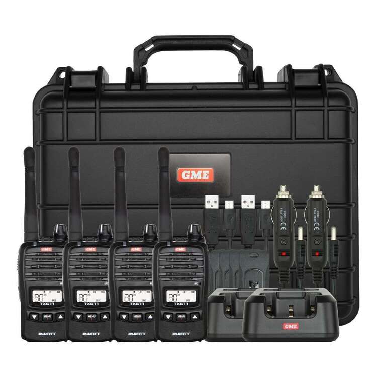 GME TX677 2 Watt UHF CB Handheld Radio Quad Pack Black