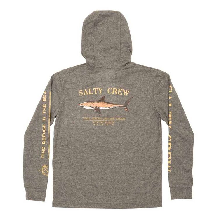 Salty Crew Bruce Boys Hood Tech Long Sleeve Tee Charcoal