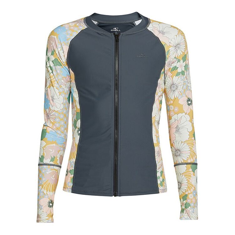 O'Neill Girls Long Sleeve Rash Vest Gunmetal Floral
