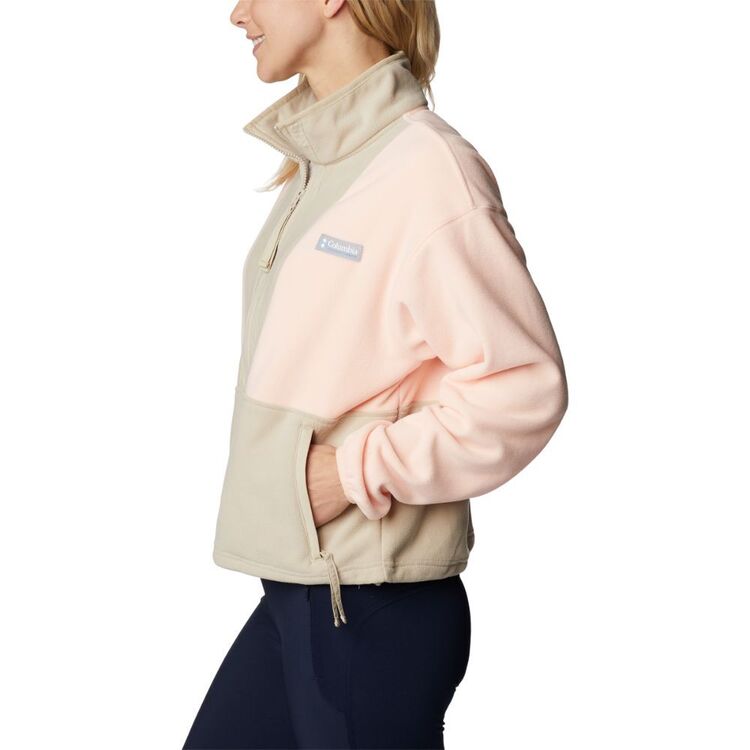 Columbia Women's Back Bowl Full Zip Fleece Jacket Peach Blossom & Ancient Fossil