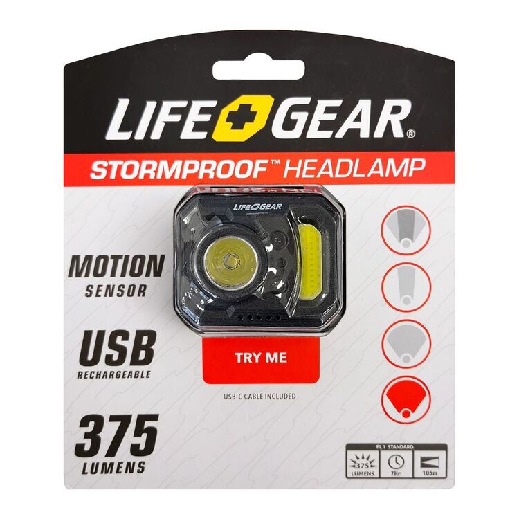 Life + Gear 375 Lumen Rechargeable Sensor Headlamp Multicoloured 375 Lumens