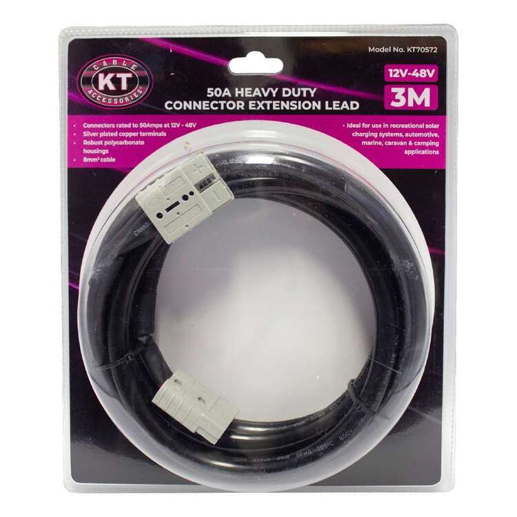 KT 50A Plug Extension Lead 3 Metre Black 3 m