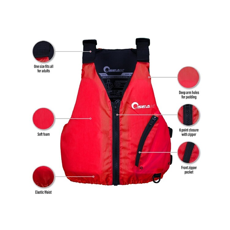 Seak L50 MF50 Kayak & Canoe Youth PFD Red