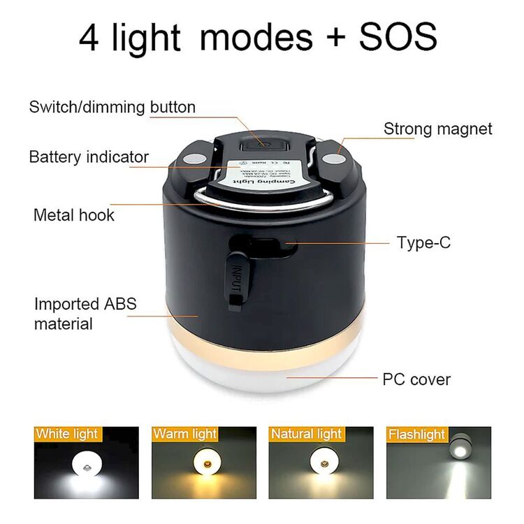 EcoFlow 600 Lumen Rechargeable Camping Lantern Black 600 Lumens