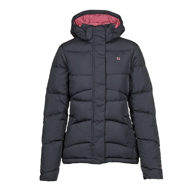 Gondwana Women's Berowra Hooded Puffer Jacket Black / Cherry Lining