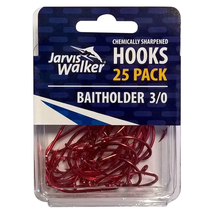 Jarvis Walker Baitholder Red Chemically Sharpened Hooks 25 Pack