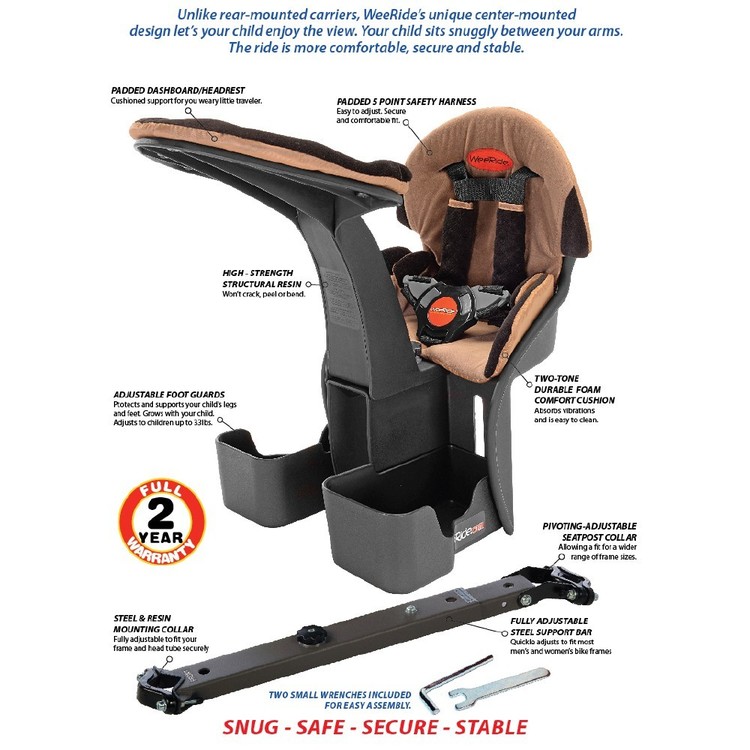 WeeRide Deluxe Child Bike Seat Black & Brown