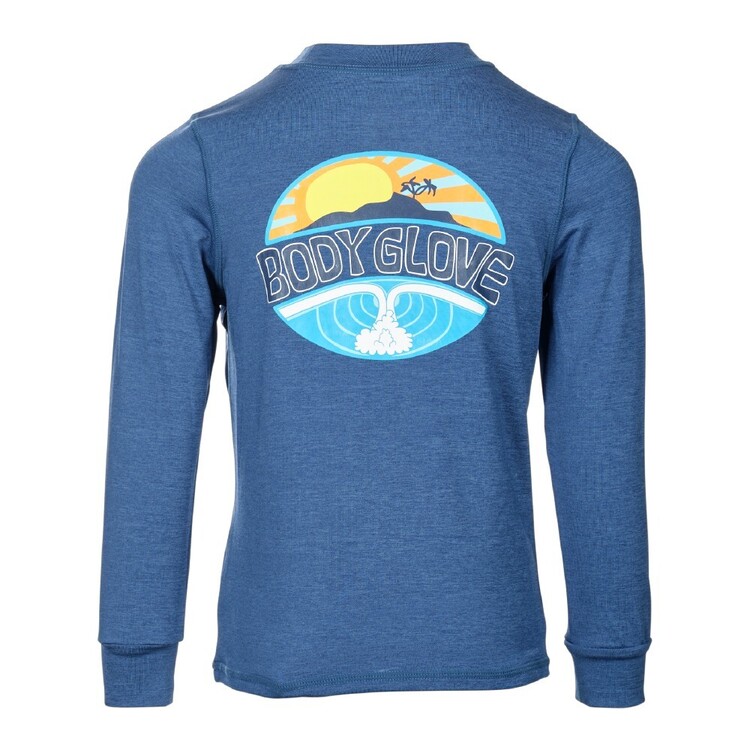 Body Glove Kids Long Sleeve Core Beach Print Rash Vest Navy Marle