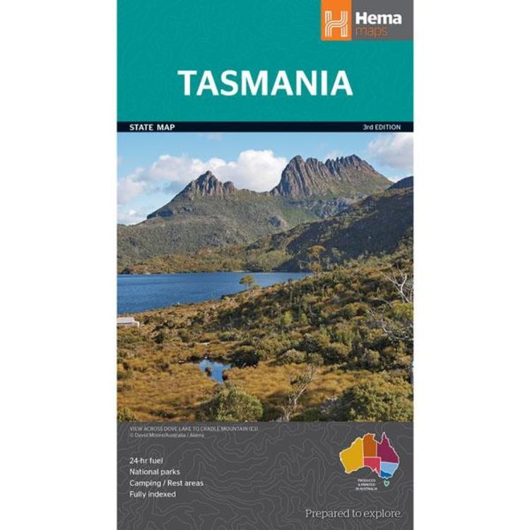 Hema Tasmania State Map Multicoloured