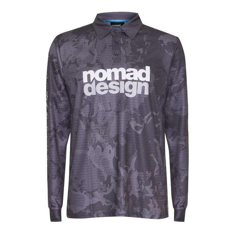 Nomad Design Charcoal Camo Collared Fishing Shirt Grey
