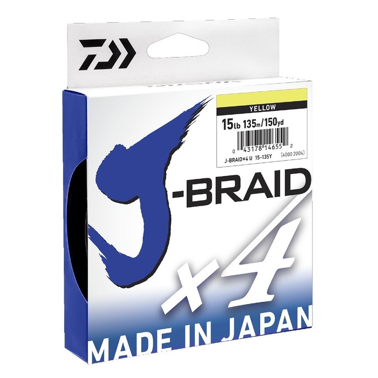 Daiwa J-Braid x4 Braid Line 135 Metre Spool Yellow