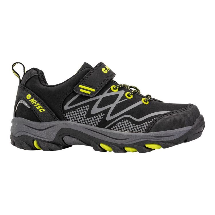 Hi-Tec Kids' Blackout Waterproof Low Hiking Shoes Black & Lime