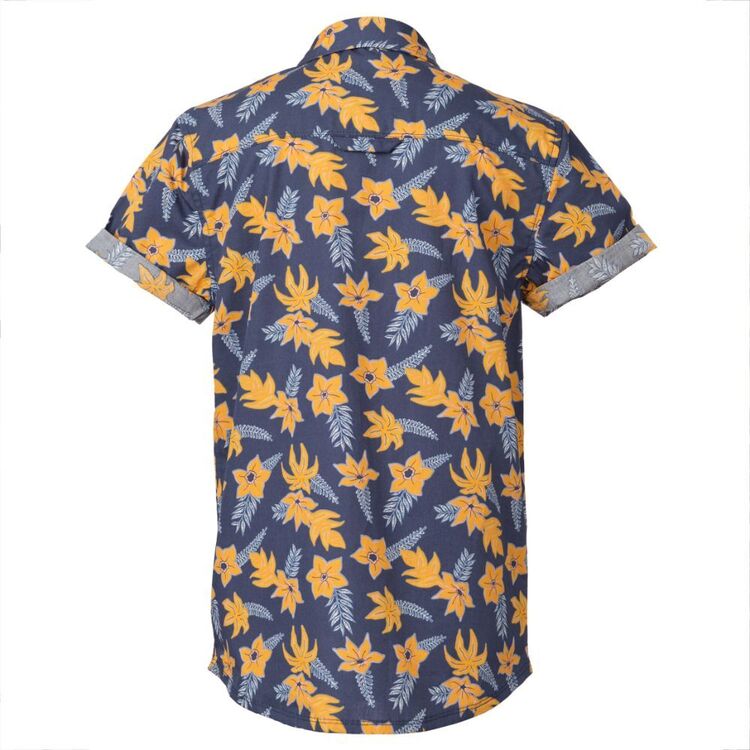 Cape 'Trip In A Van' Kids' Beach Floral Shirt Blue