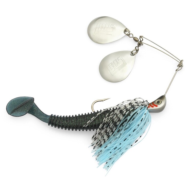 LADS Side B Side 5/8 oz Spinnerbait Lure Aqua, Black & White 5/8 oz