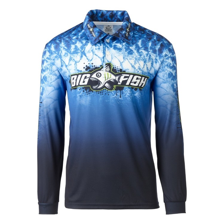Bigfish Kids' Blue Scales Sublimated Polo Shirt