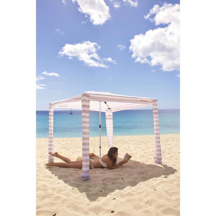 CoolCabana 5 Beige Stripe Beach Shade Stripe Medium