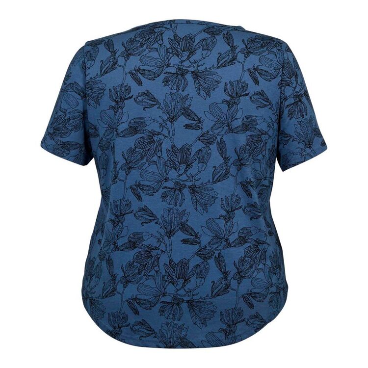 Gondwana Women's Mapleton Linen Blend Tee Plus Size Atlantic Blue & Navy