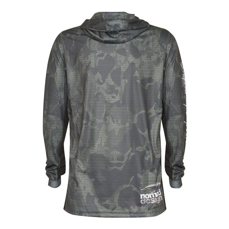 Nomad Design Khaki Camo Splice Hooded Tech Fishing Shirt Green