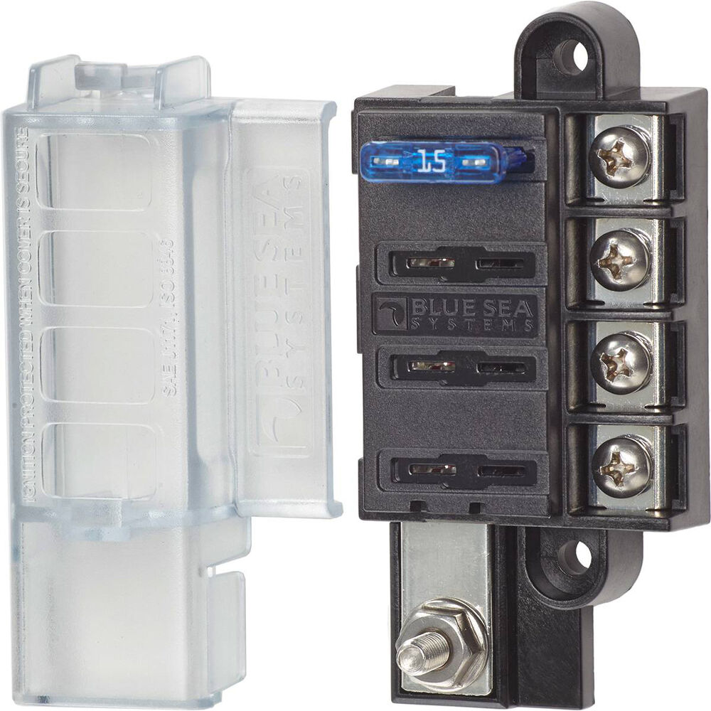 Blue Sea Systems ST Blade Compact Fuse Block - 4 Gang with Cover