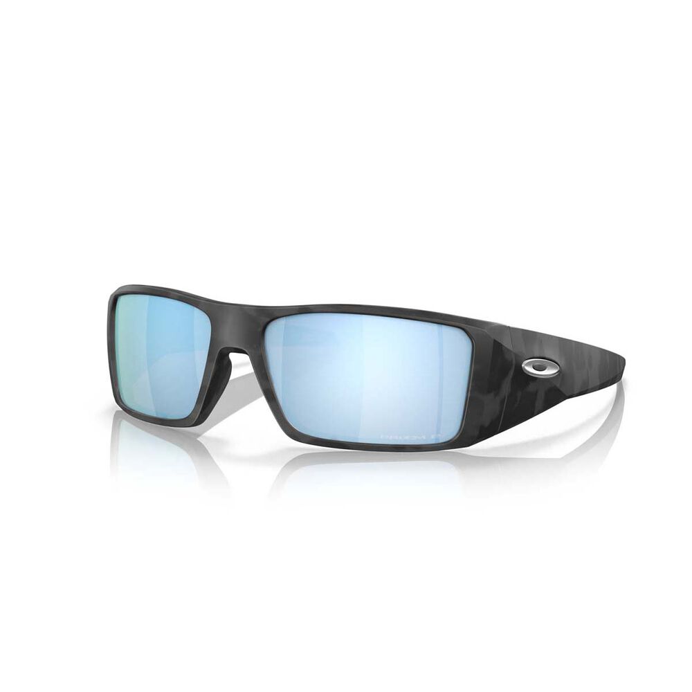 Oakley Heliostat Polarised Sunglasses Black Camo with Prizm Blue Lens