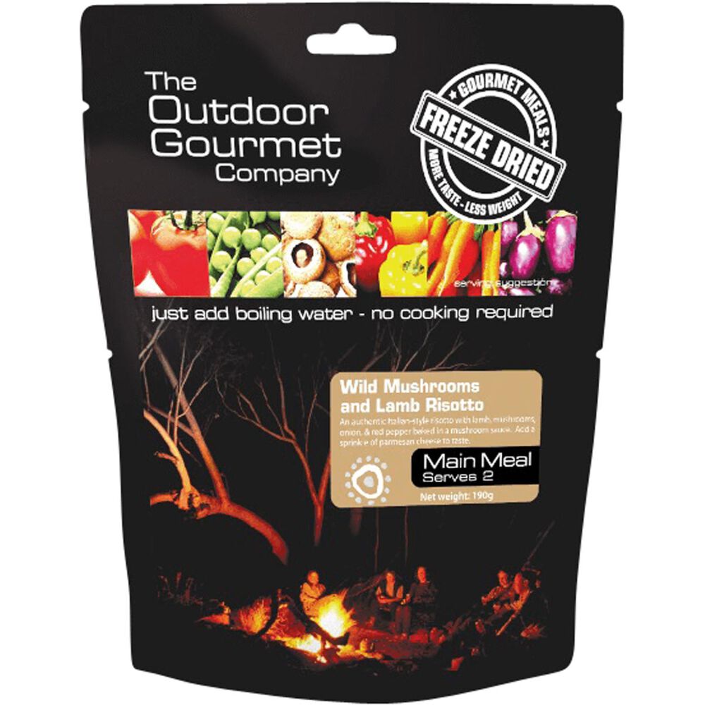 Outdoor Gourmet Company Wild Mushroom and Lamb Risotto Freeze Dried Food 2 Serves
