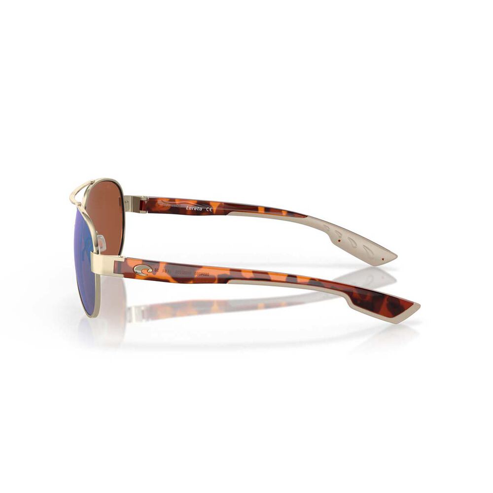 Costa Loreto Women's Polarised Sunglasses Rose Gold with Green Lens