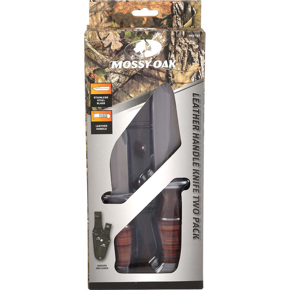 Mossy Oak Leather Handle Knives 2 Pack