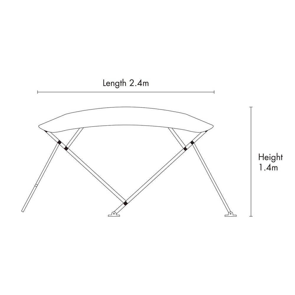 Bowline 4 Bow Black Bimini Kit 1.7-1.9m