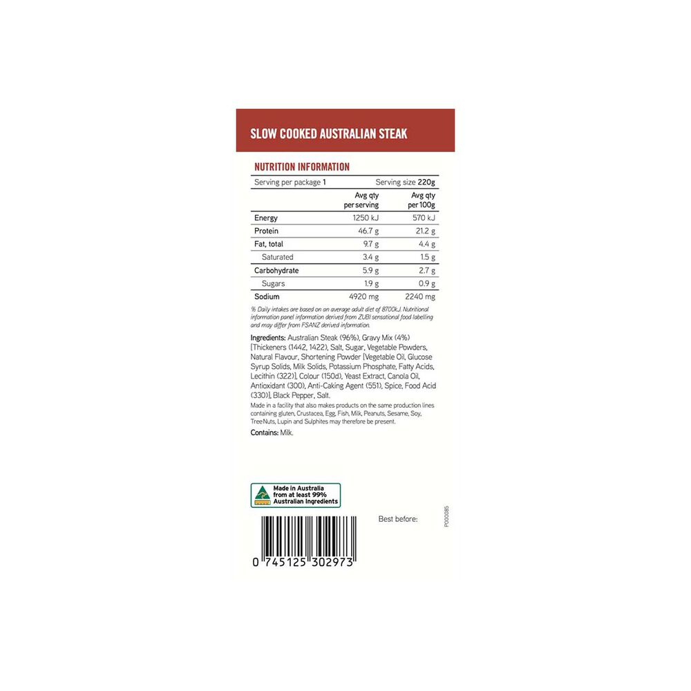 On Track Meals Slow Cooked Australian Steak 250g