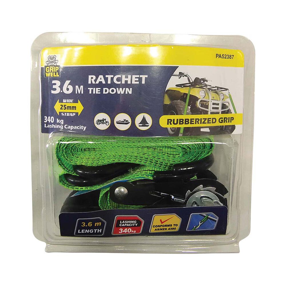 Gripwell Ratchet Tie Down Heavy Duty XL 340kg 25mm X 3.6m