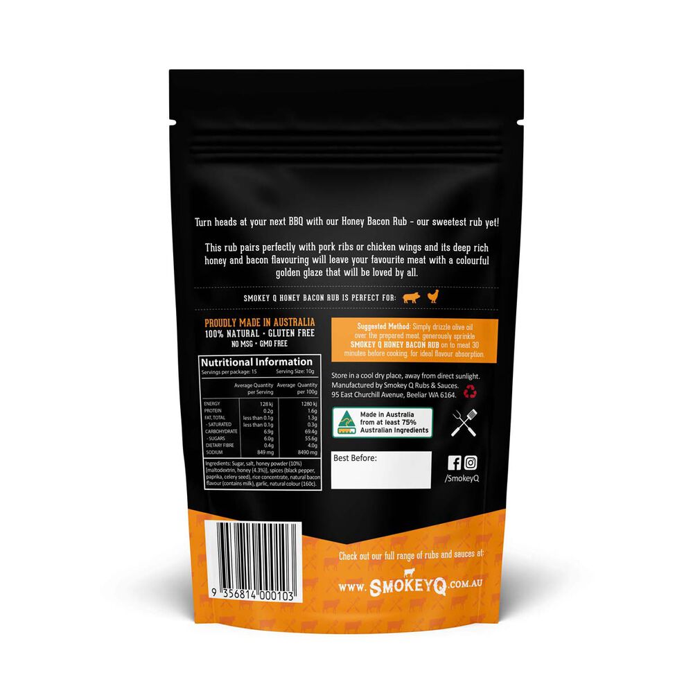 Smokey Q Sweet Hog Honey and Bacon Rub Pouch 150G