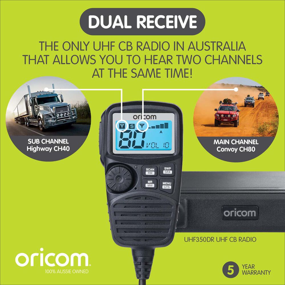 Oricom UHF CB Dual Receive Radio 5W UHF350DR