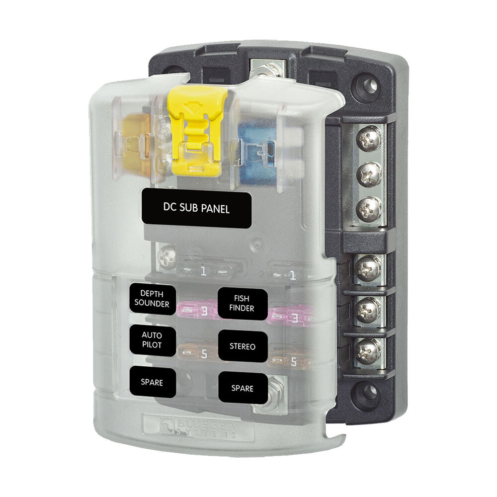 Blue Sea Systems ST Blade Fuse Block - 6 Circuit with Negative Bus and Cover