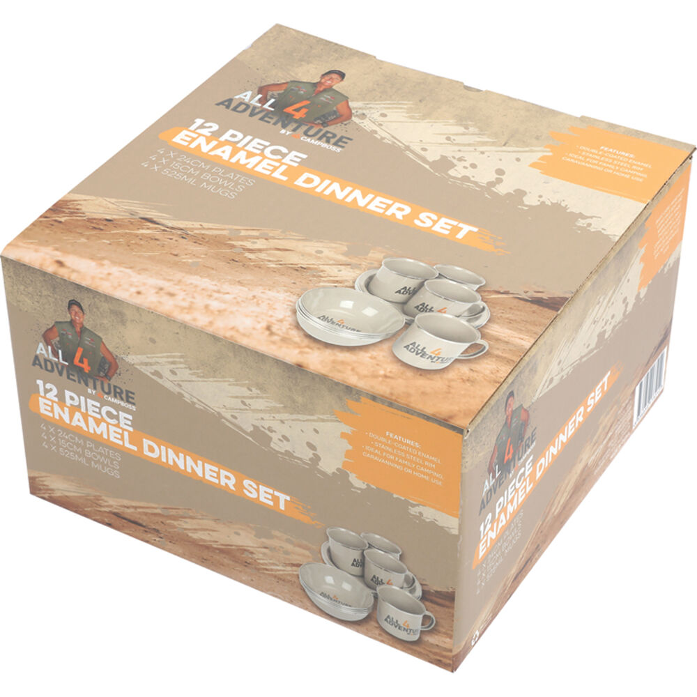 All 4 Adventure 12pc Enamel Dinner Set