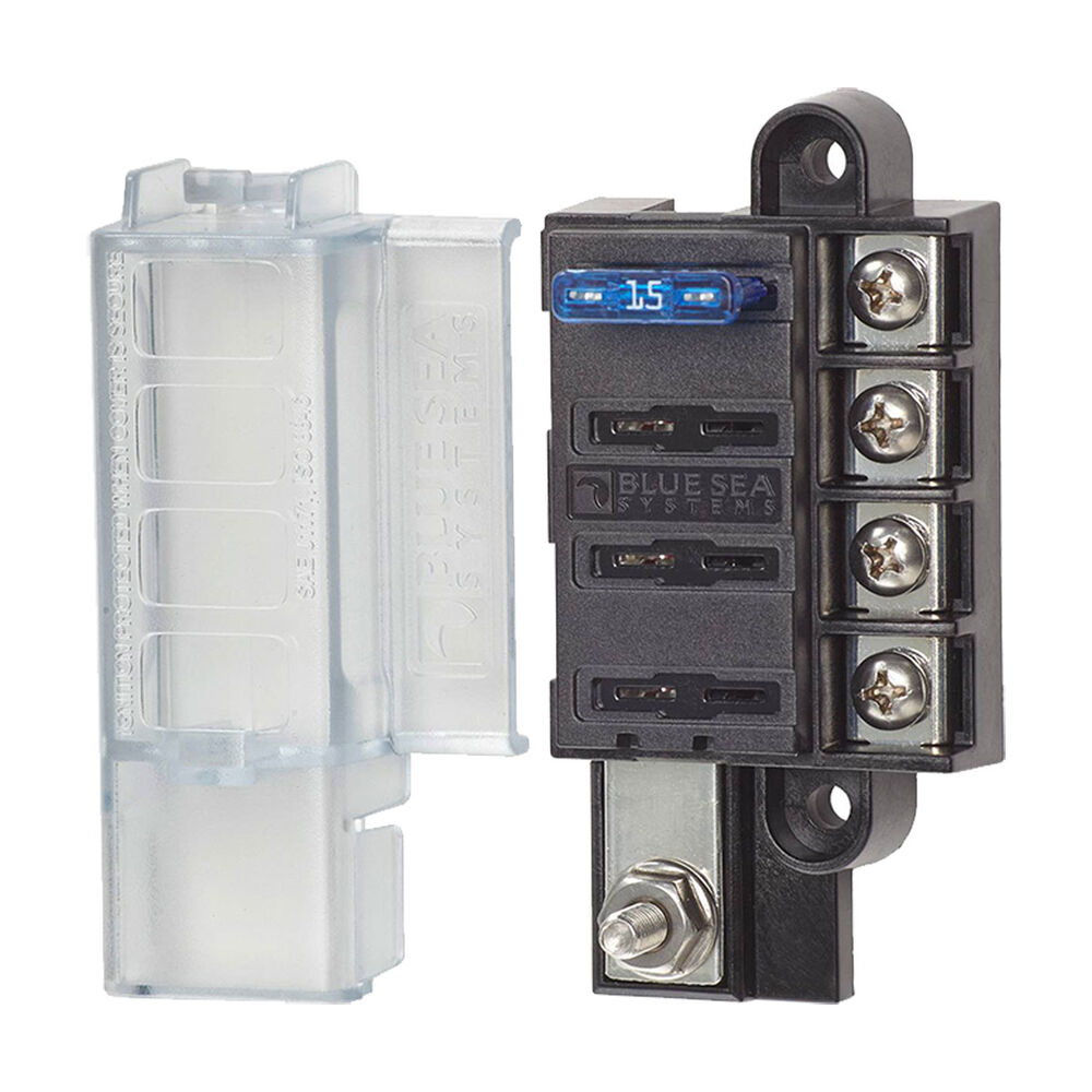 Blue Sea Systems ST Blade Compact Fuse Block - 4 Circuit with Cover