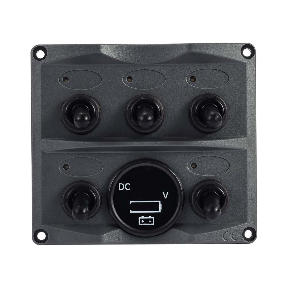 Bowline Switch Panel 5 Gang Voltmeter Black