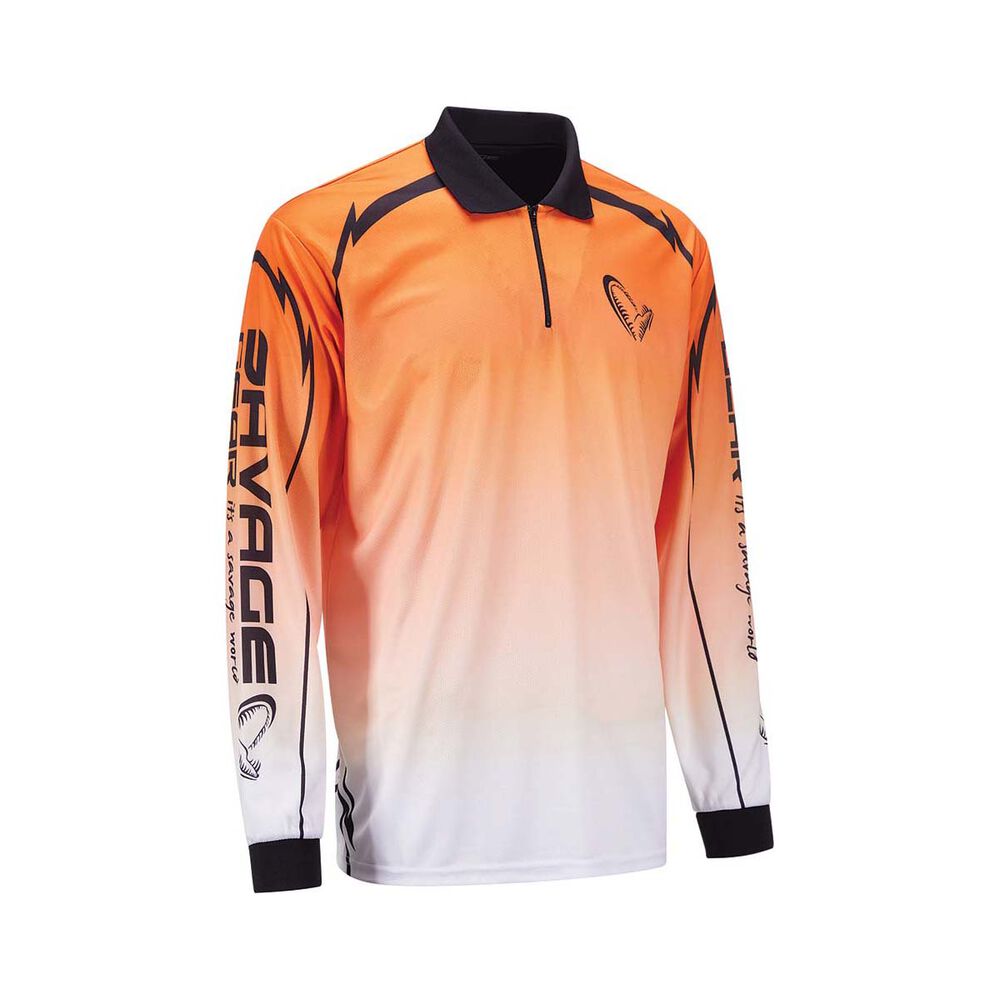 Savage Gear Men's Orange to White Sublimated Polo