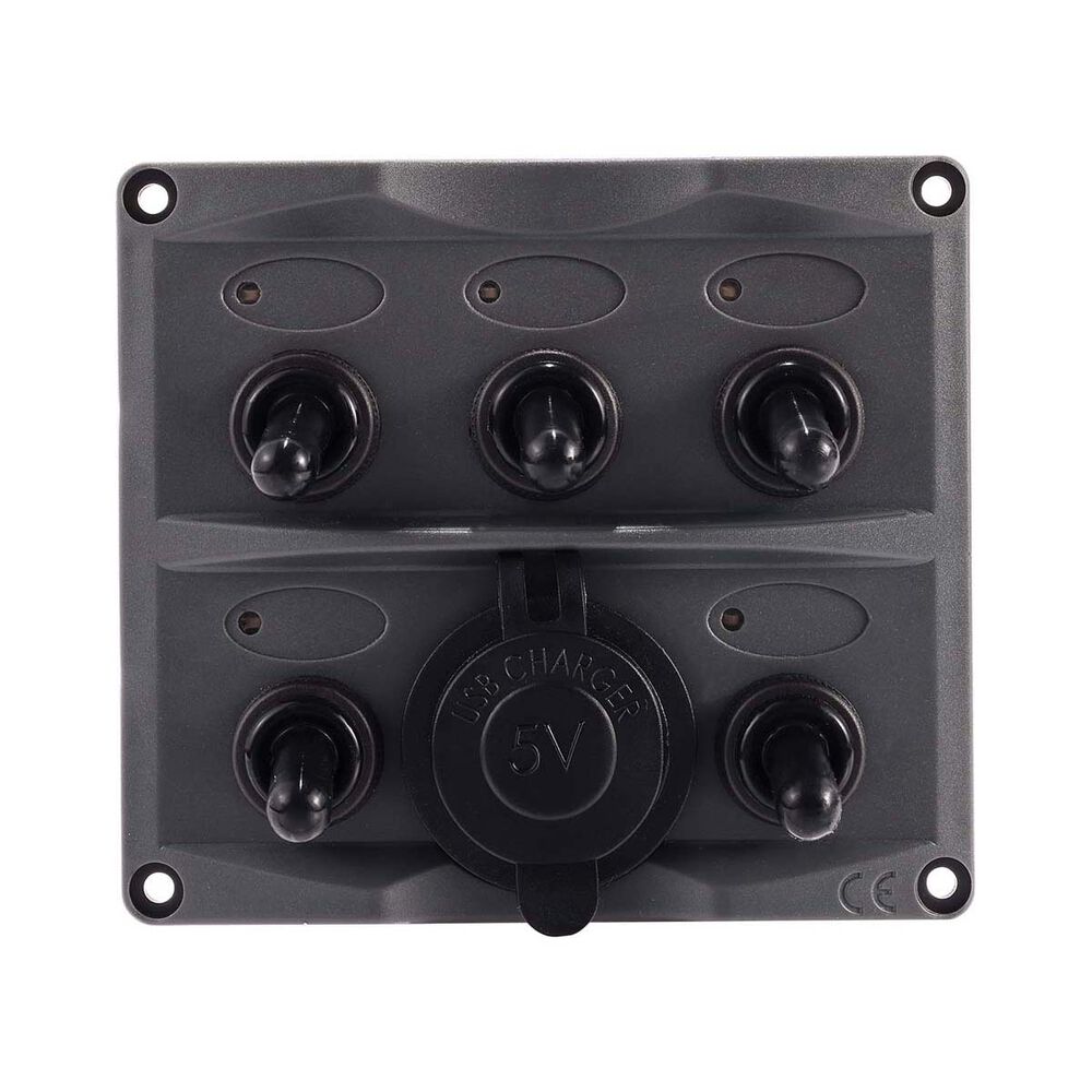 Bowline Switch Panel 5 Gang 2 USB Black