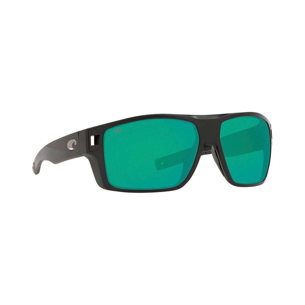 Costa Diego Men's Sunglasses Black with Green Lens