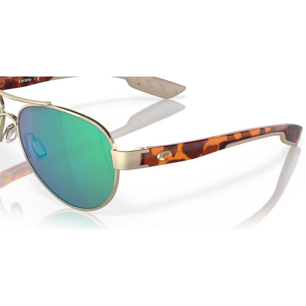 Costa Loreto Women's Polarised Sunglasses Rose Gold with Green Lens
