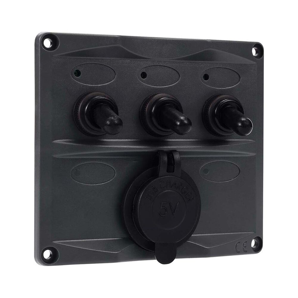 Bowline Switch Panel 3 Gang 2 USB Black