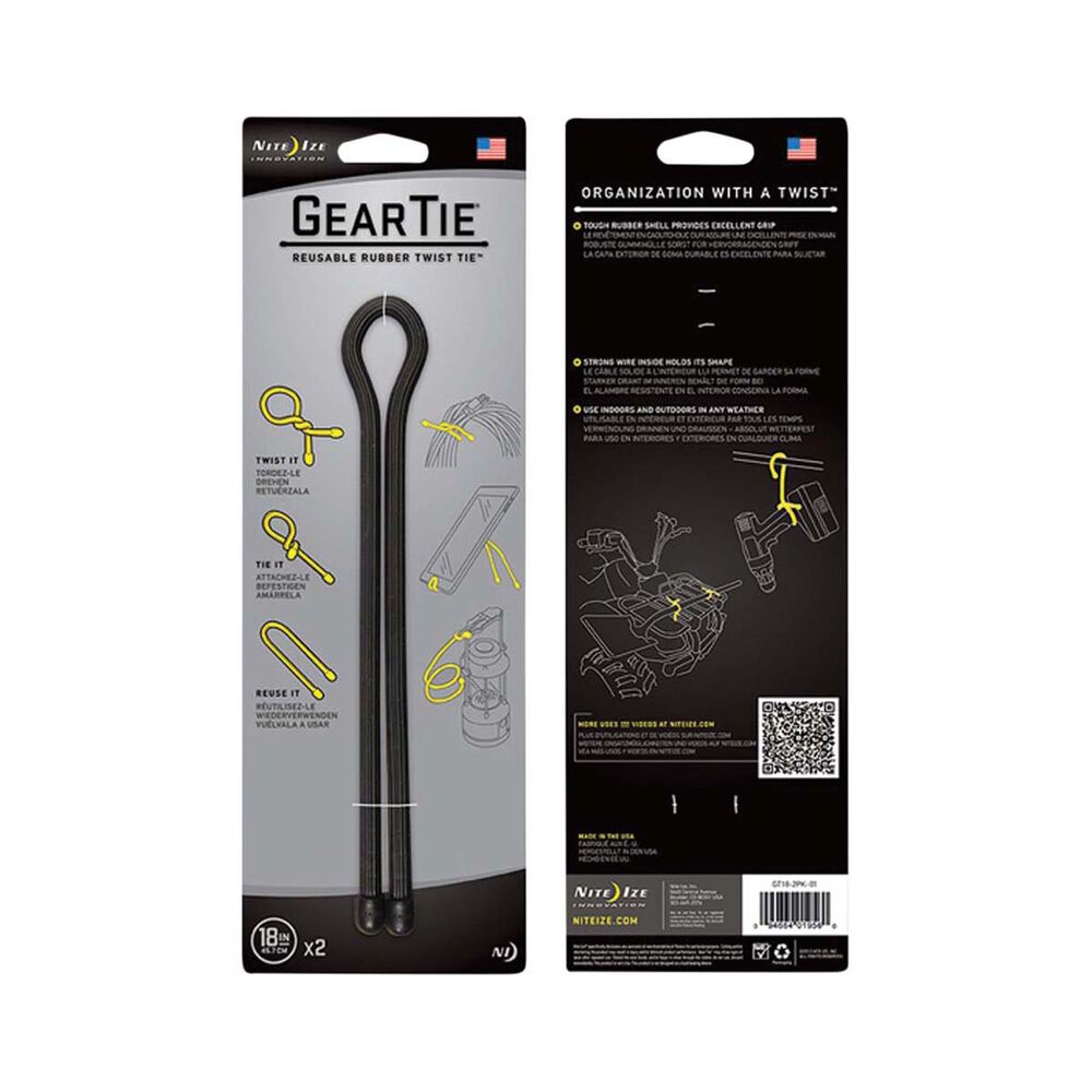 Nite Ize Black 18” Gear Tie - Two Pack
