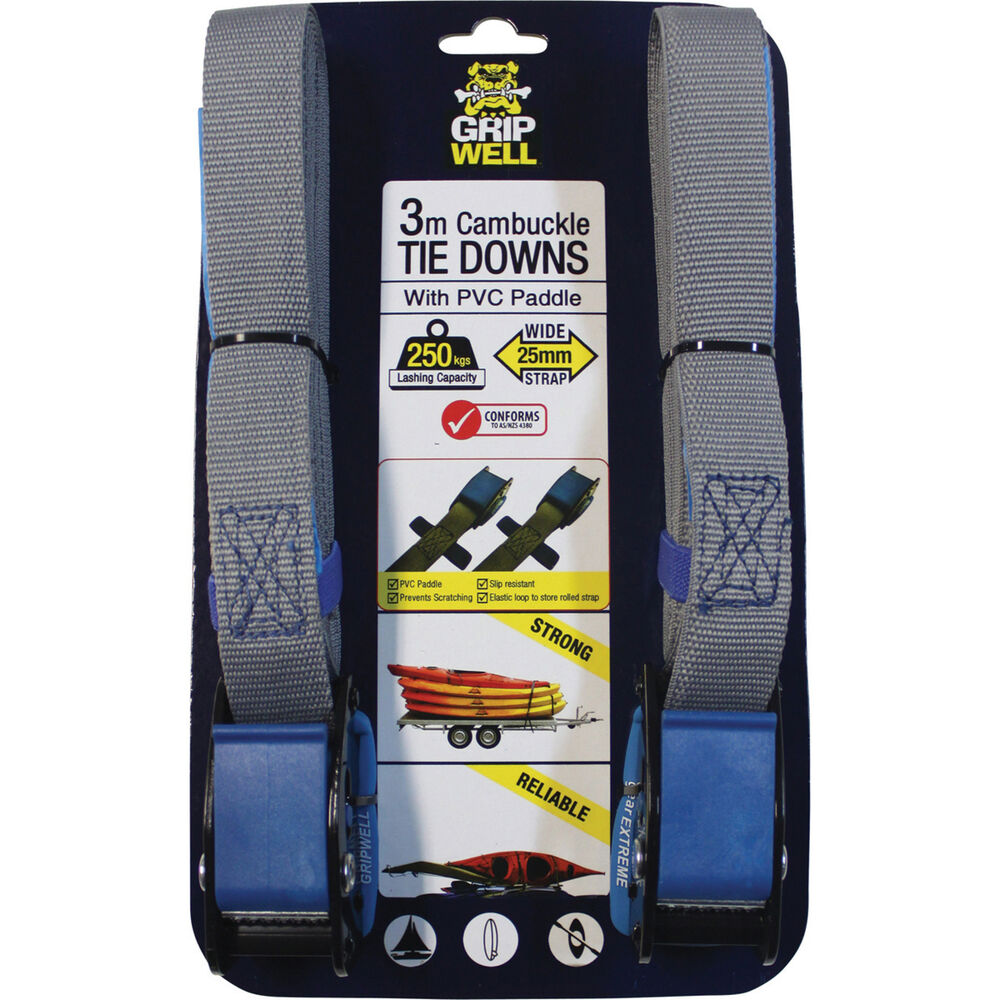 Gripwell Cambuckle Tie Down 3m 250kg 2 Pack