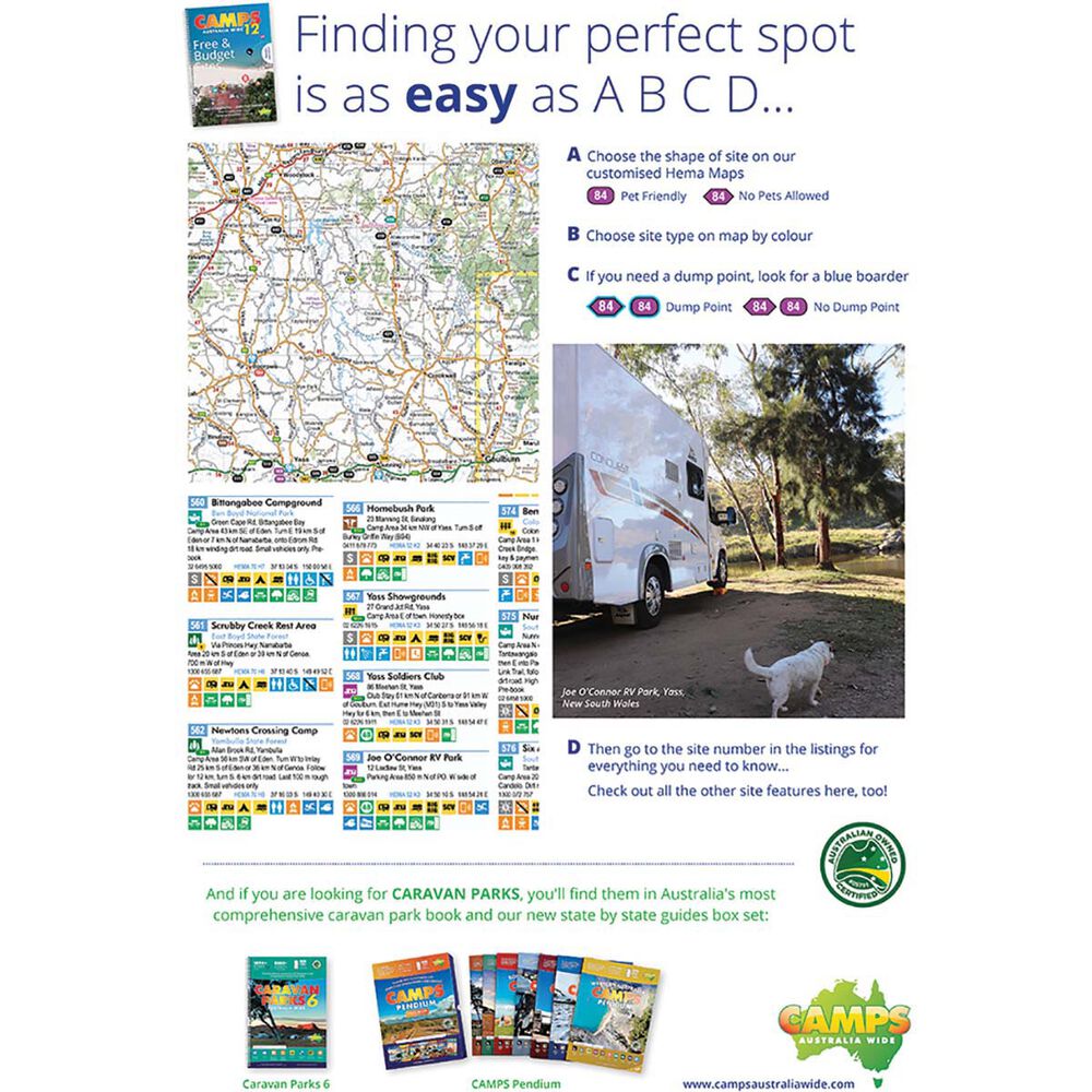 Camps 12 Australia Wide Free & Budget Campsite Book: A4 Standard Edition