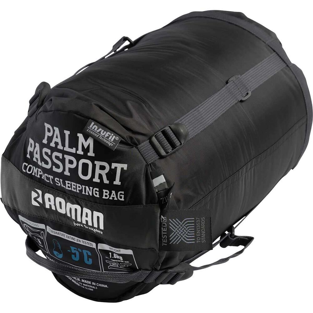 Roman Palm Passport -5°C Sleeping Bag - Black & Charcoal